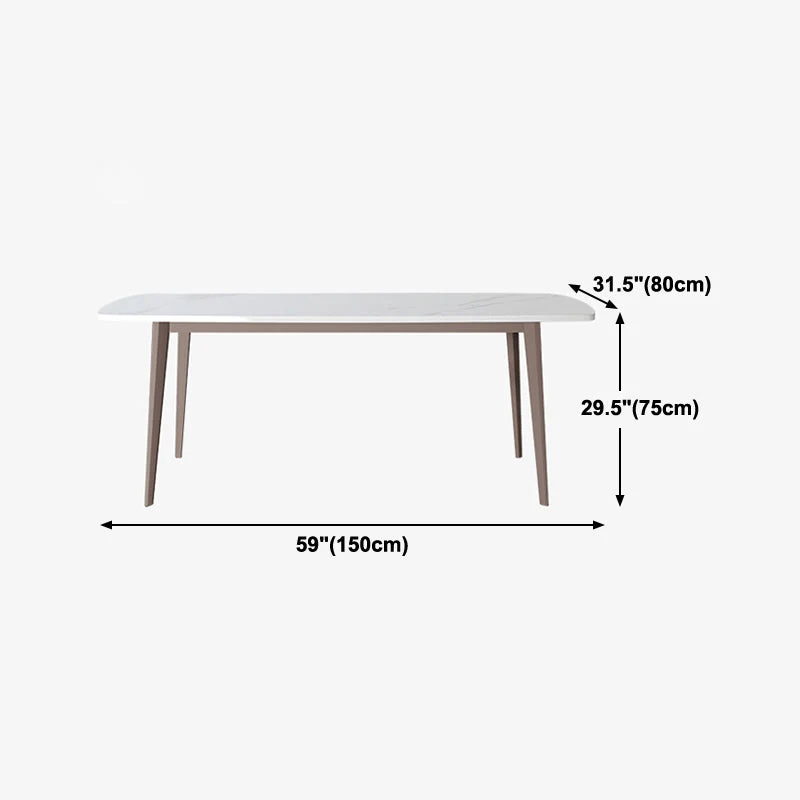 Tavolo da pranzo moderno pietra sinterizzata bianco 4 gambe rettangolare per mobili da pranzo base metallo Clearhalo