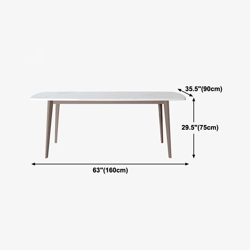 Tavolo da pranzo moderno pietra sinterizzata bianco 4 gambe rettangolare per mobili da pranzo base metallo Clearhalo
