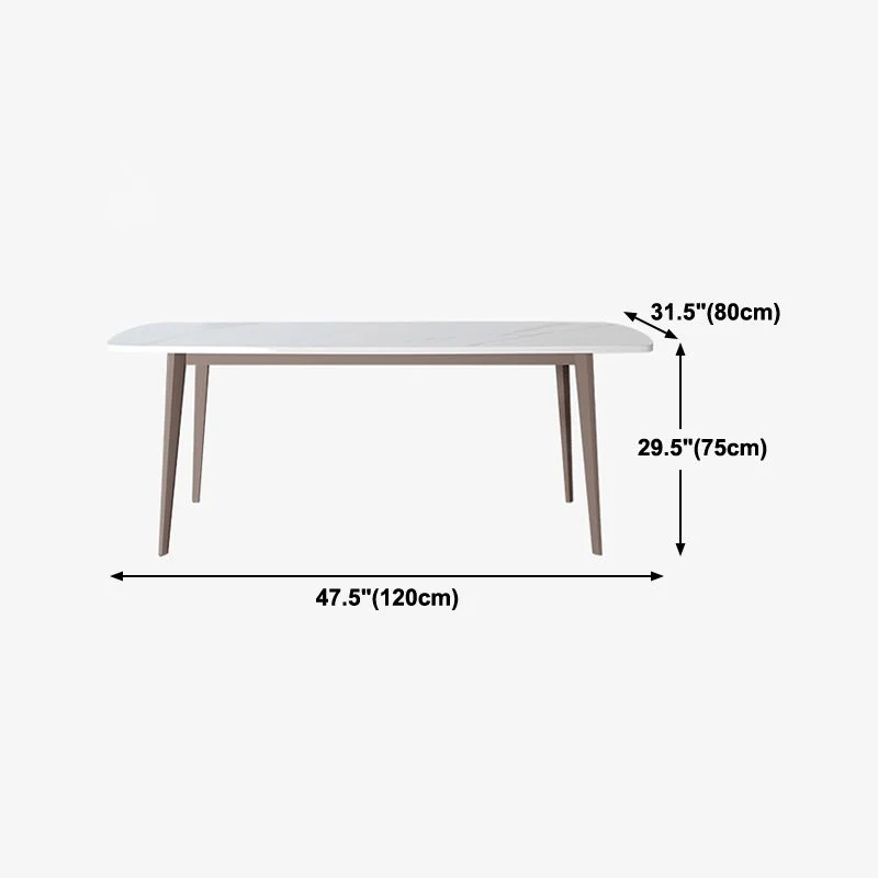 Tavolo da pranzo moderno pietra sinterizzata bianco 4 gambe rettangolare per mobili da pranzo base metallo Clearhalo