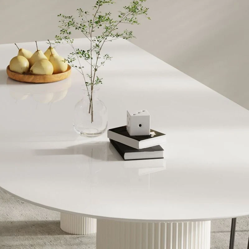 Tavolo da pranzo moderno pietra sinterizzata con base legno per uso domestico Clearhalo