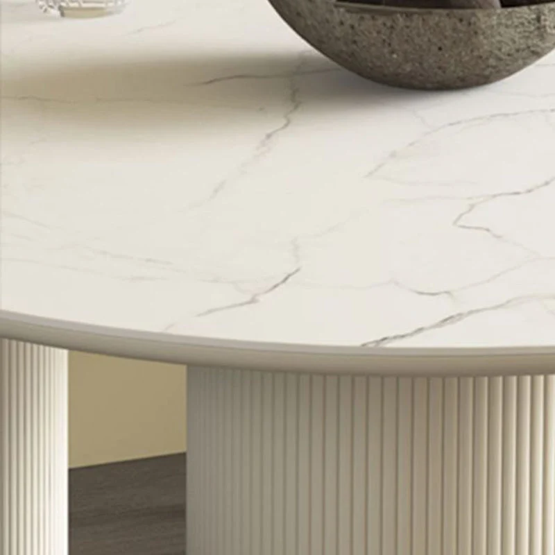 Tavolo da pranzo moderno pietra sinterizzata con base legno per uso domestico Clearhalo