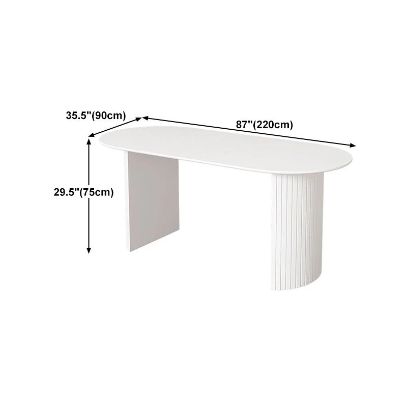 Tavolo da pranzo moderno pietra sinterizzata e legno di frassino bianco con doppio piedistallo Clearhalo