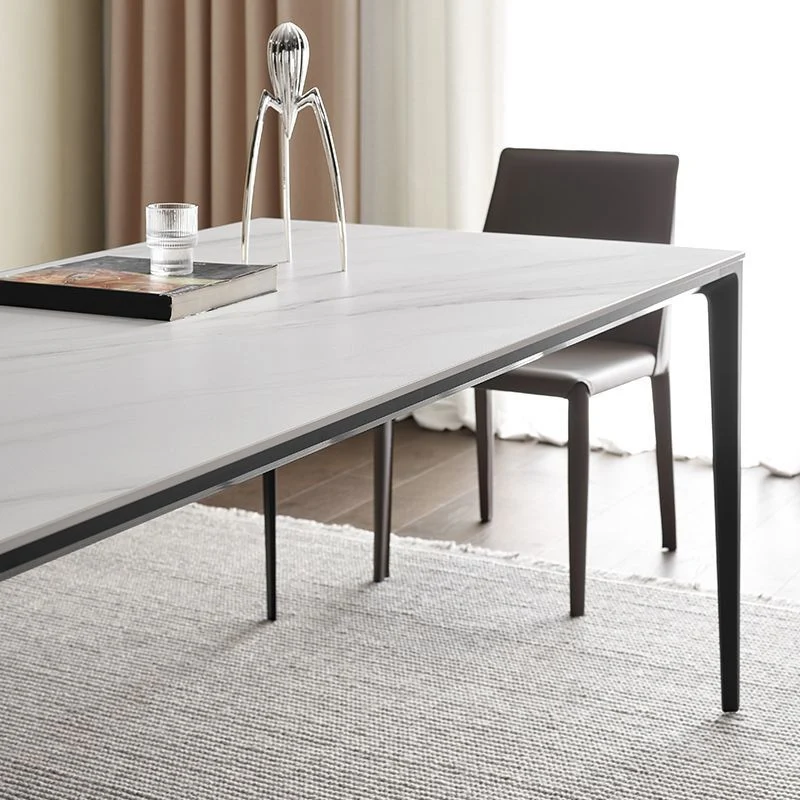 Tavolo da pranzo moderno pietra sinterizzata Tavolo rettangolare con gambe metallo per uso domestico Clearhalo
