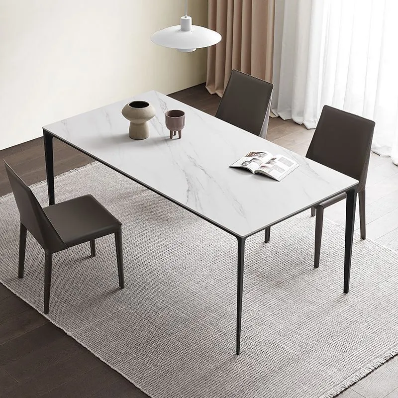 Tavolo da pranzo moderno pietra sinterizzata Tavolo rettangolare con gambe metallo per uso domestico Clearhalo
