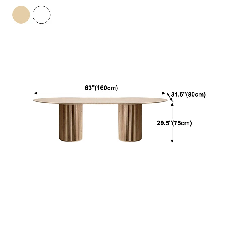 Tavolo da pranzo moderno pietra sinterizzata Tavolo da pranzo ovale con base doppio piedistallo Clearhalo