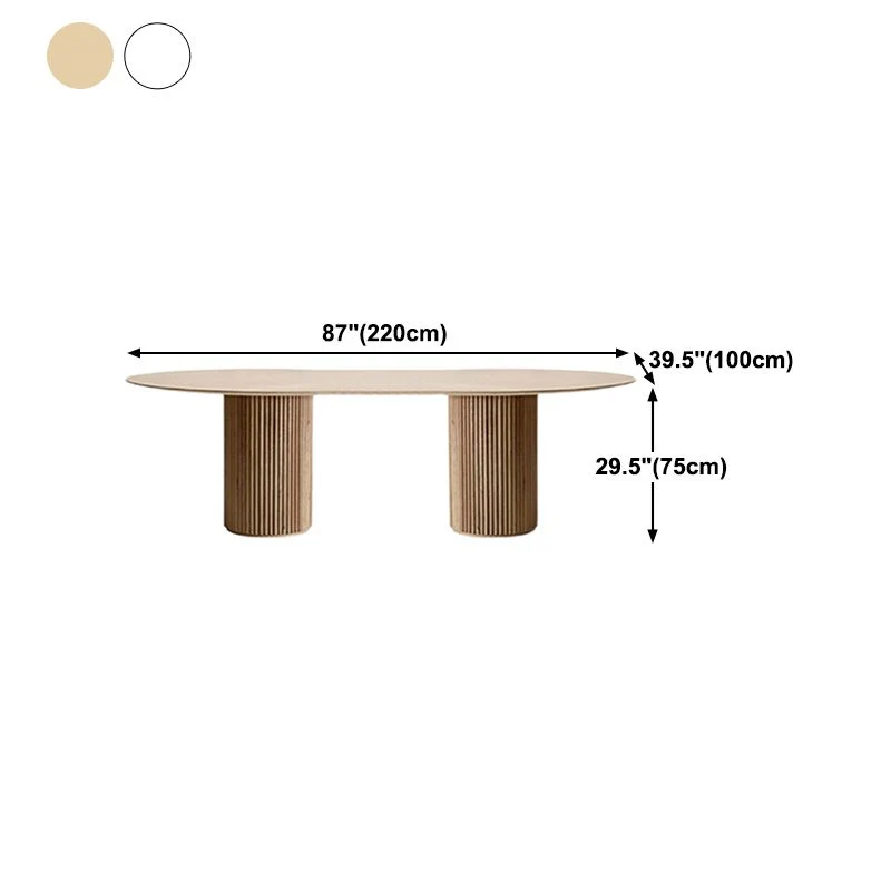 Tavolo da pranzo moderno pietra sinterizzata Tavolo da pranzo ovale con base doppio piedistallo Clearhalo