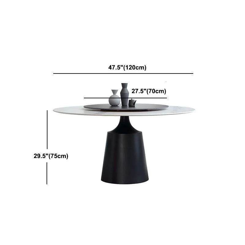 Tavolo da pranzo moderno pietra sinterizzata Tavolo da pranzo rotondo con base piedistallo Clearhalo