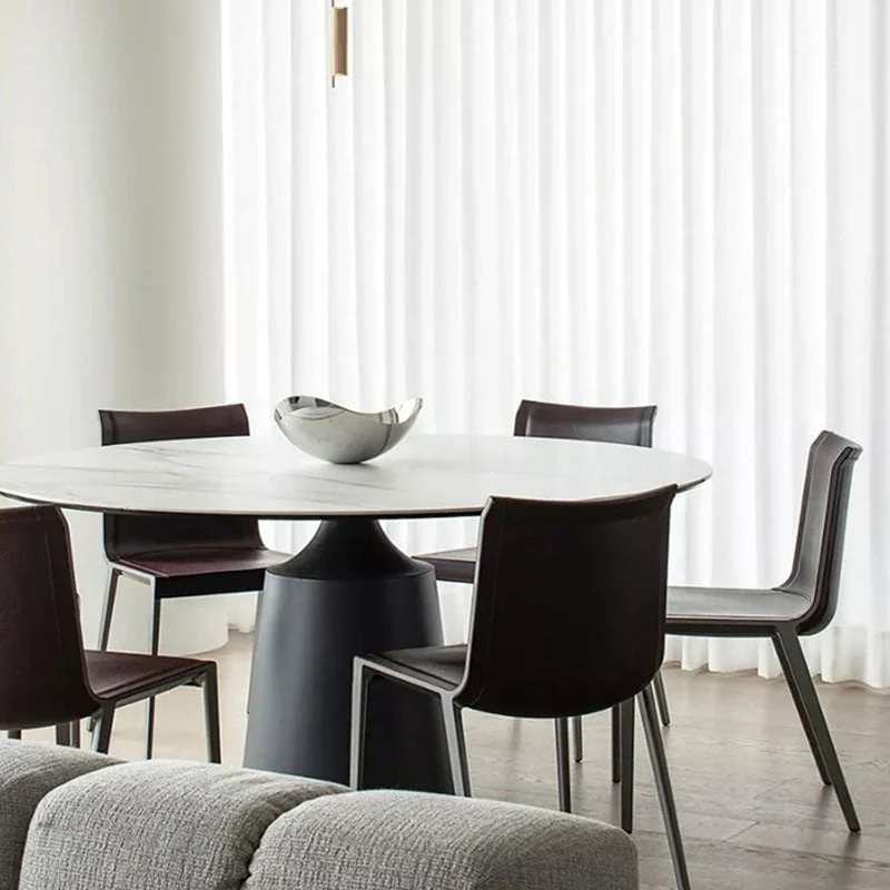 Tavolo da pranzo moderno pietra sinterizzata Tavolo da pranzo rotondo con base piedistallo Clearhalo