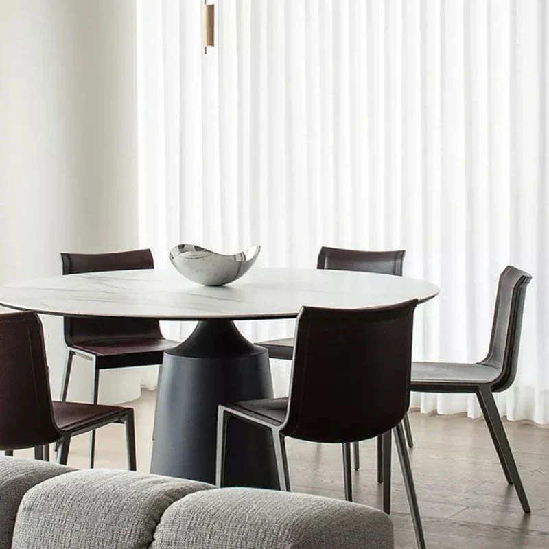 Tavolo da pranzo moderno pietra sinterizzata Tavolo da pranzo rotondo con base piedistallo Clearhalo