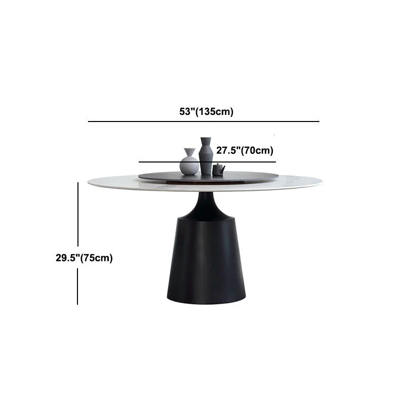 Tavolo da pranzo moderno pietra sinterizzata Tavolo da pranzo rotondo con base piedistallo Clearhalo