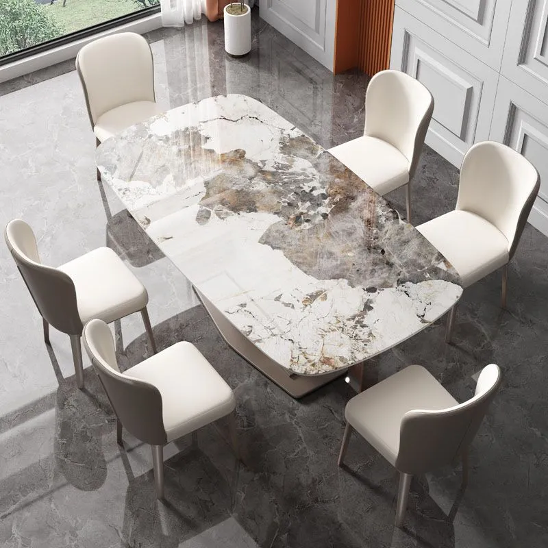 Tavolo da pranzo moderno pietra sinterizzata Tavolo da cucina rettangolare per sala da pranzo Clearhalo