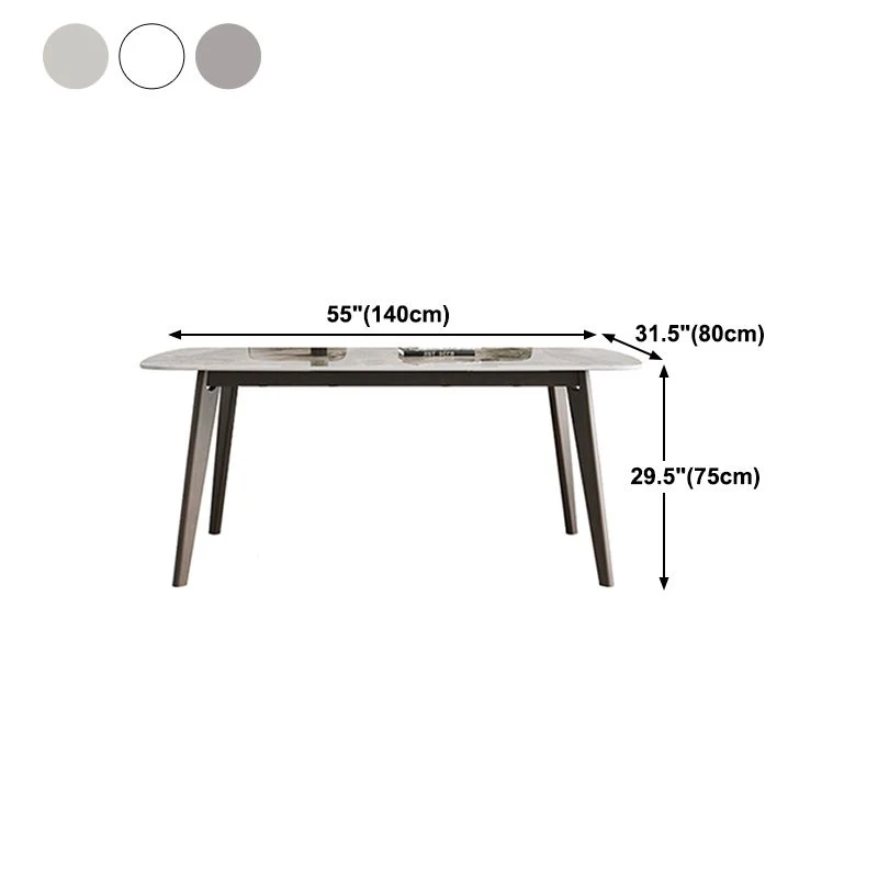 Tavolo da pranzo moderno pietra sinterizzata Tavolo da pranzo legno massello con 4 gambe Clearhalo