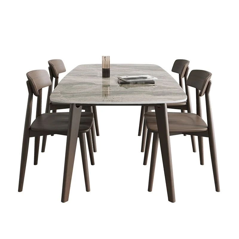 Tavolo da pranzo moderno pietra sinterizzata Tavolo da pranzo legno massello con 4 gambe Clearhalo