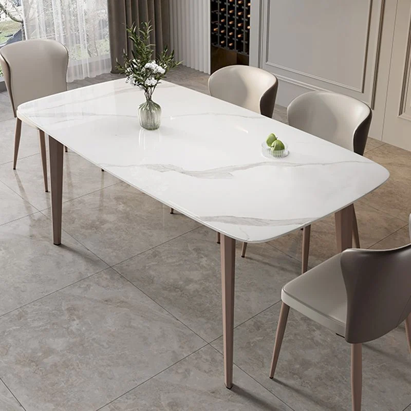 Tavolo da pranzo moderno pietra sinterizzata Tavolo rettangolare con 4 gambe per la casa Clearhalo