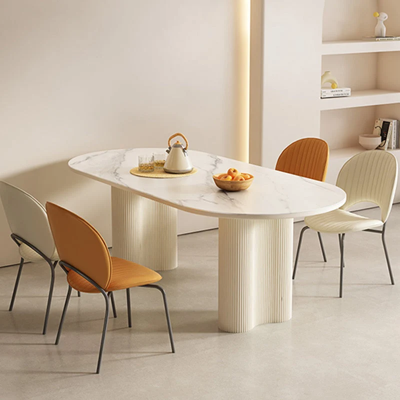 Tavolo da pranzo moderno pietra sinterizzata Tavolo da pranzo ovale Clearhalo