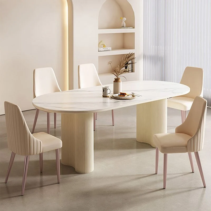 Tavolo da pranzo moderno pietra sinterizzata Tavolo da pranzo ovale Clearhalo