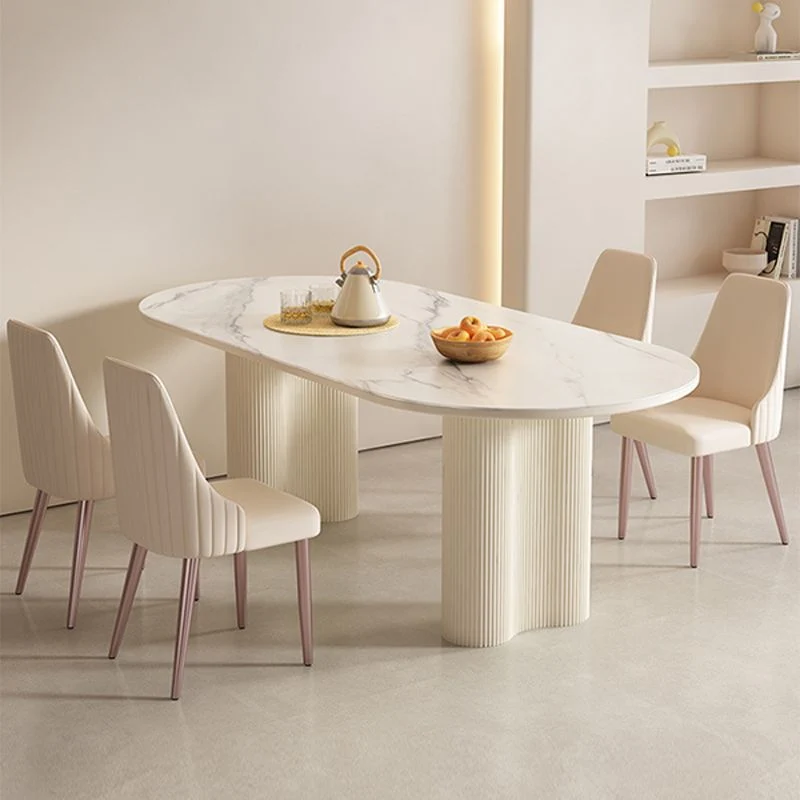 Tavolo da pranzo moderno pietra sinterizzata Tavolo da pranzo ovale Clearhalo