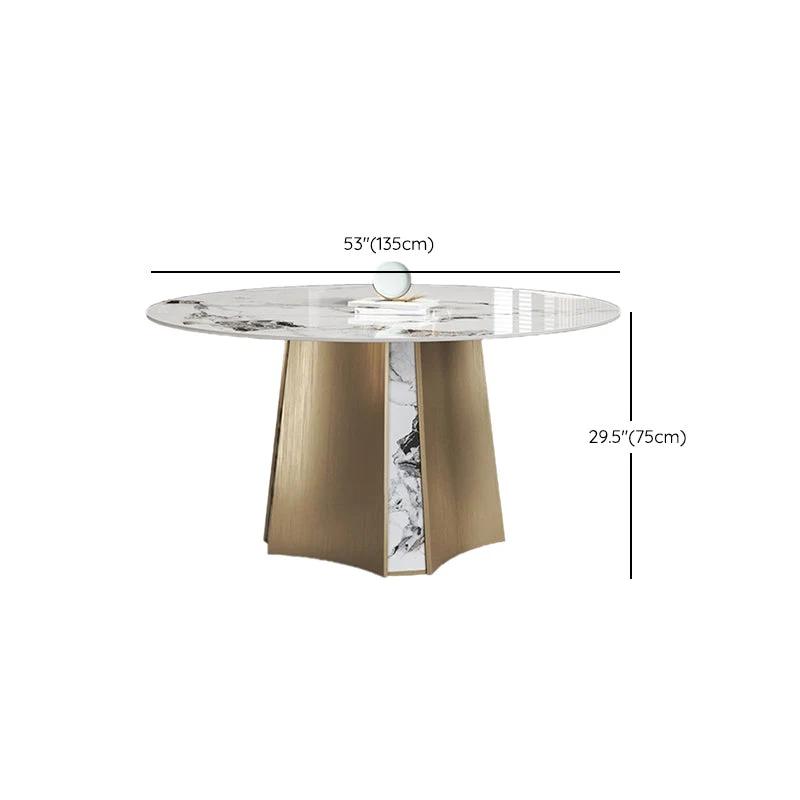 Tavolo da pranzo moderno pietra sinterizzata Tavolo da pranzo rotondo con gambe metallo per uso domestico Clearhalo