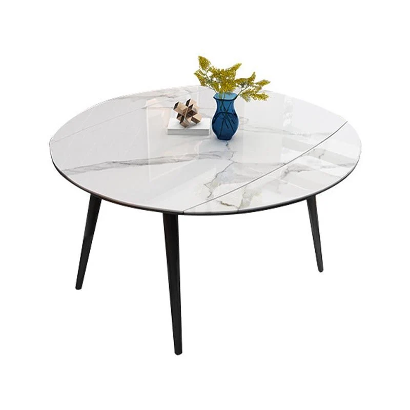Tavolo da pranzo moderno pietra Tavolo da pranzo rotondo con 4 gambe legno nero Clearhalo