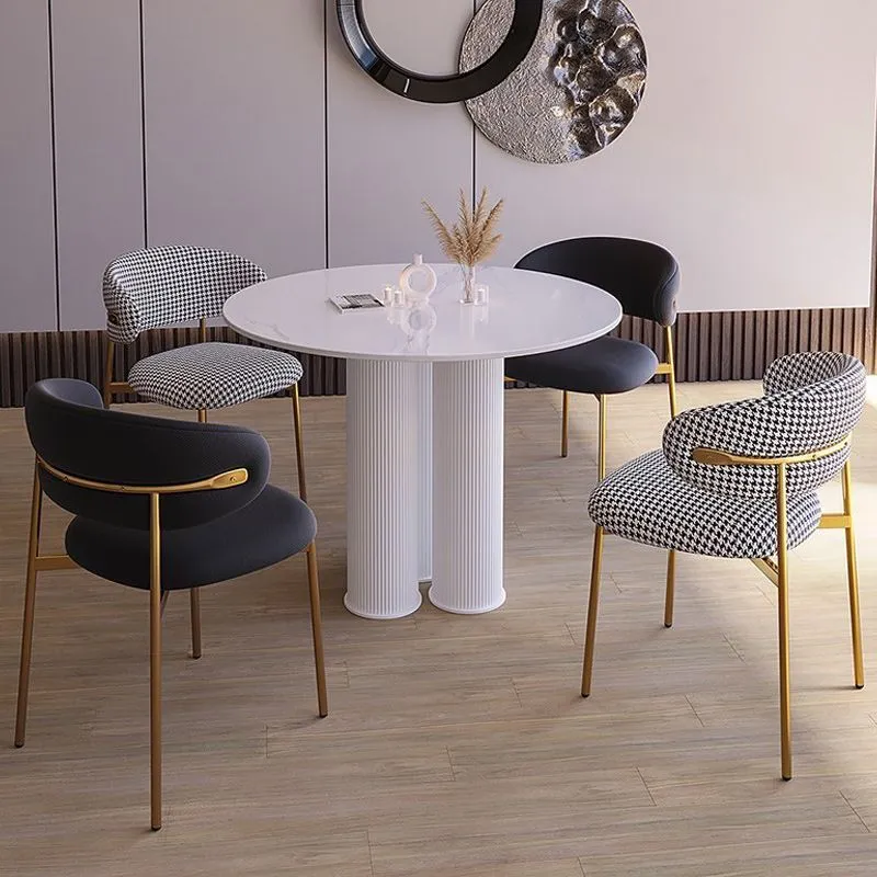 Tavolo da pranzo moderno pietra Tavolo rotondo legno artificiale con base treppiede Clearhalo