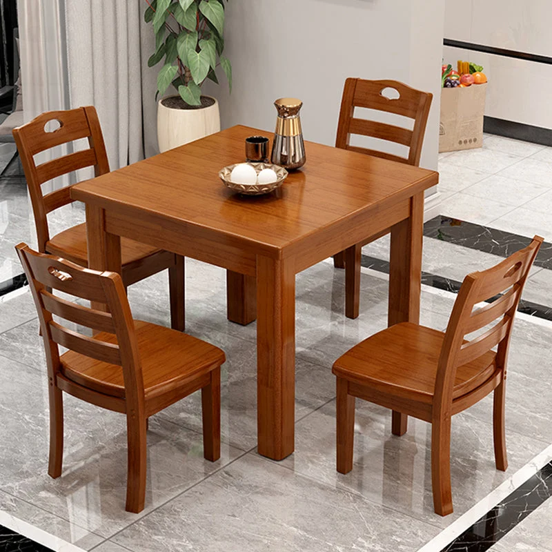 Tavolo da pranzo moderno quadrato con piano legno massello marrone per 2 persone Clearhalo