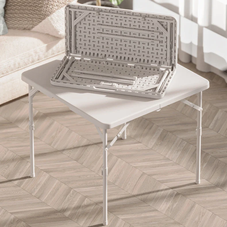 Tavolo da pranzo moderno quadrato con piano plastica e 4 gambe metallo per soggiorno Clearhalo