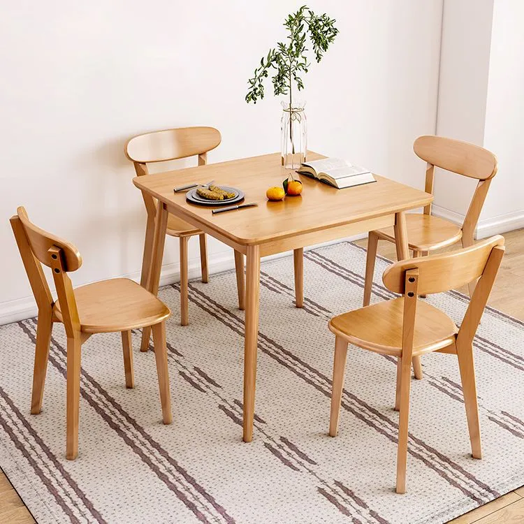 Tavolo da pranzo moderno quadrato salvaspazio legno di gomma naturale con 4 gambe Clearhalo
