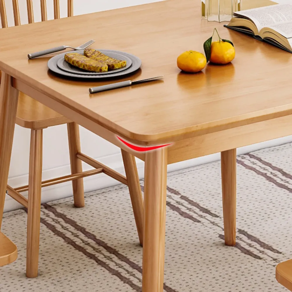 Tavolo da pranzo moderno quadrato salvaspazio legno di gomma naturale con 4 gambe Clearhalo