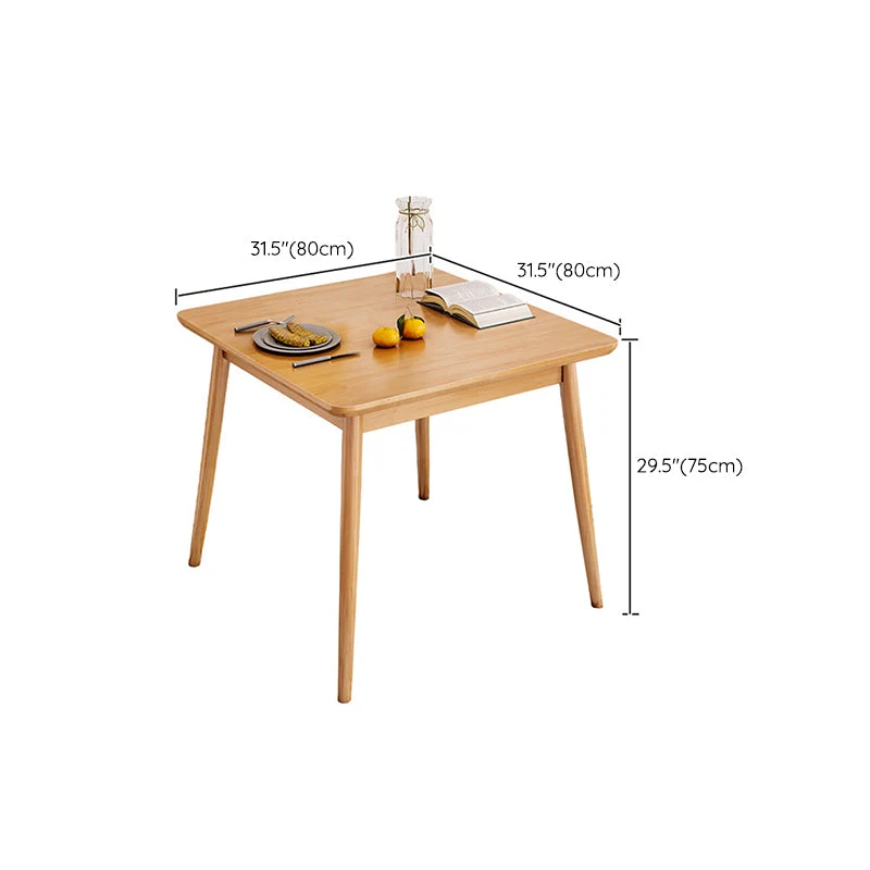 Tavolo da pranzo moderno quadrato salvaspazio legno di gomma naturale con 4 gambe Clearhalo