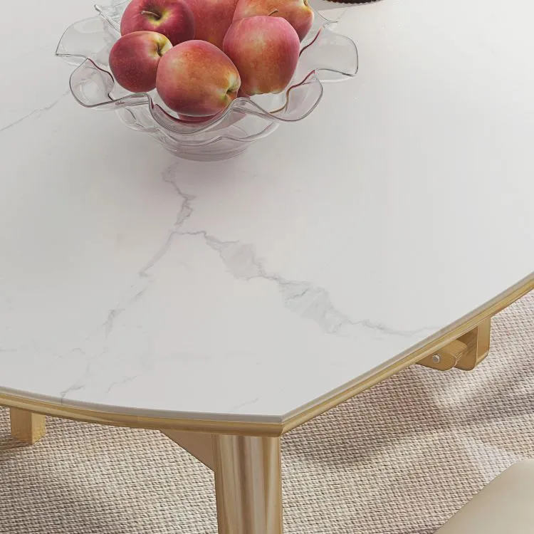 Tavolo da pranzo moderno regolabile Tavolo da cucina domestico con treppiede pietra e legno massello Clearhalo