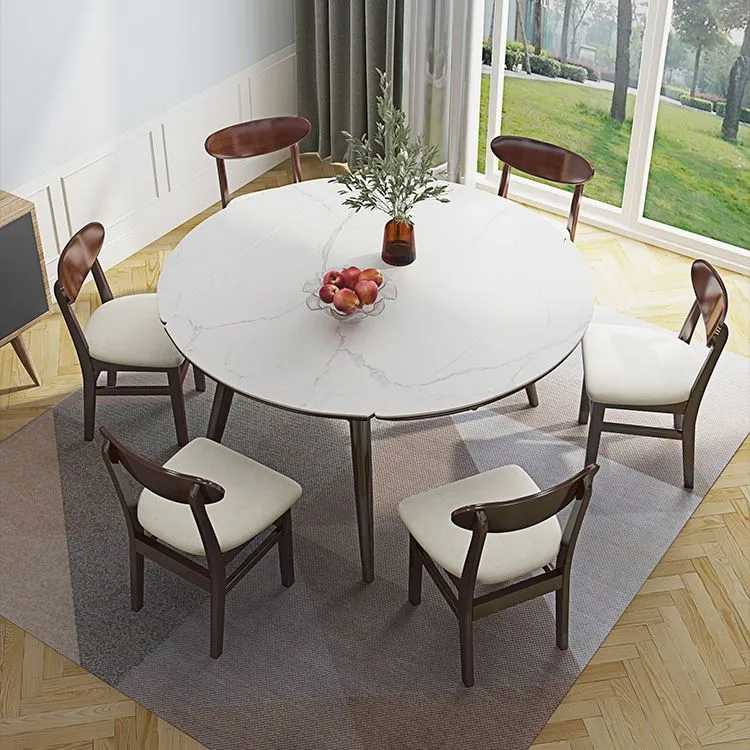 Tavolo da pranzo moderno regolabile Tavolo da cucina domestico con treppiede pietra e legno massello Clearhalo