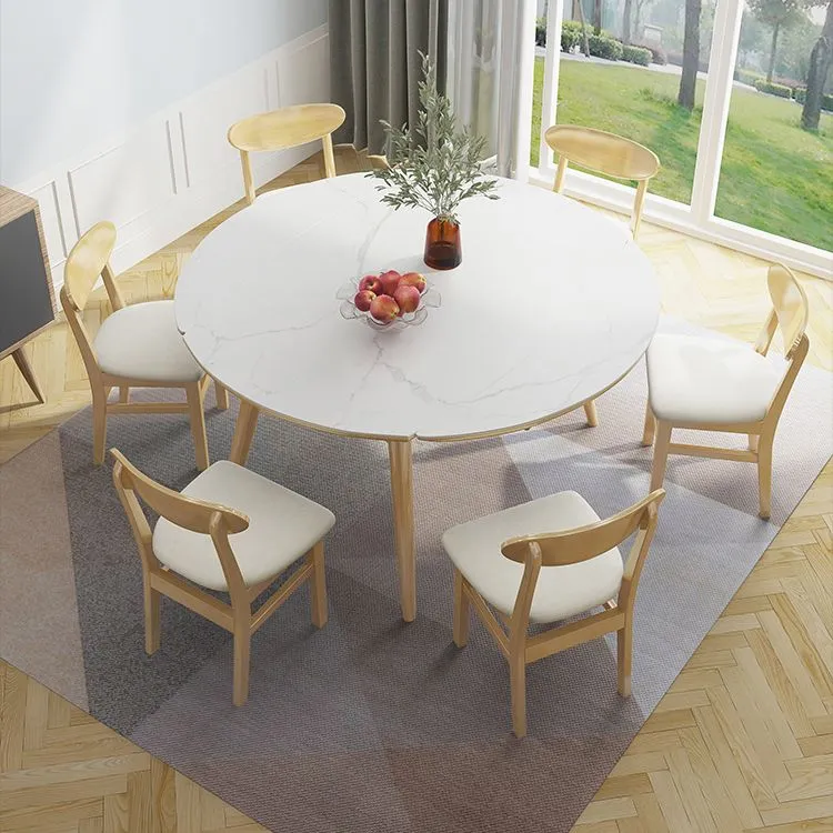 Tavolo da pranzo moderno regolabile Tavolo da cucina domestico con treppiede pietra e legno massello Clearhalo