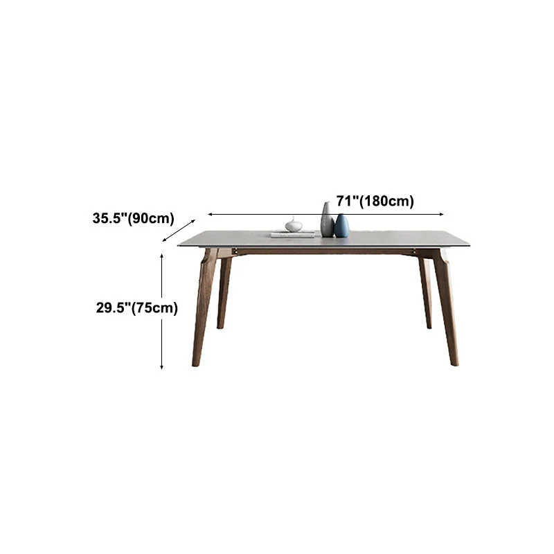 Tavolo da pranzo moderno retrò con piano grigio legno massello 4 gambe Clearhalo