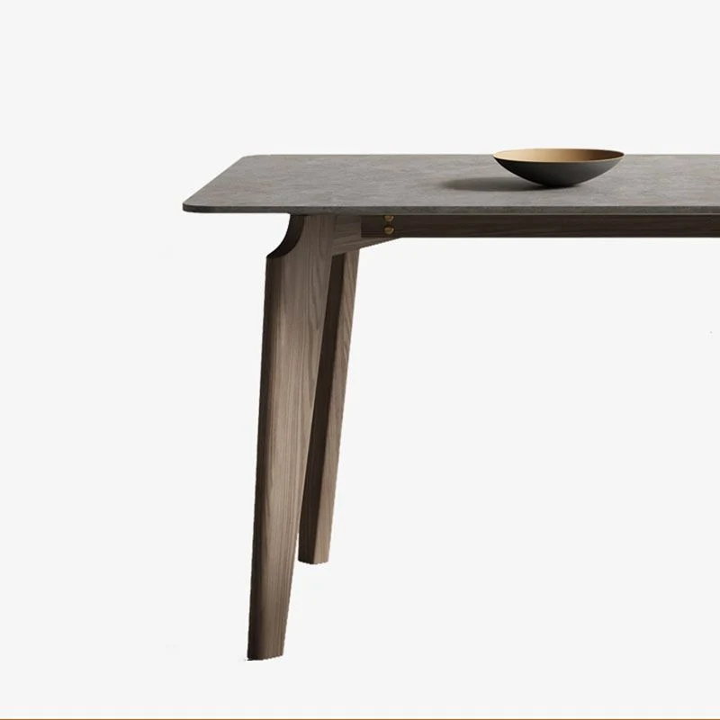 Tavolo da pranzo moderno retrò con piano grigio legno massello 4 gambe Clearhalo