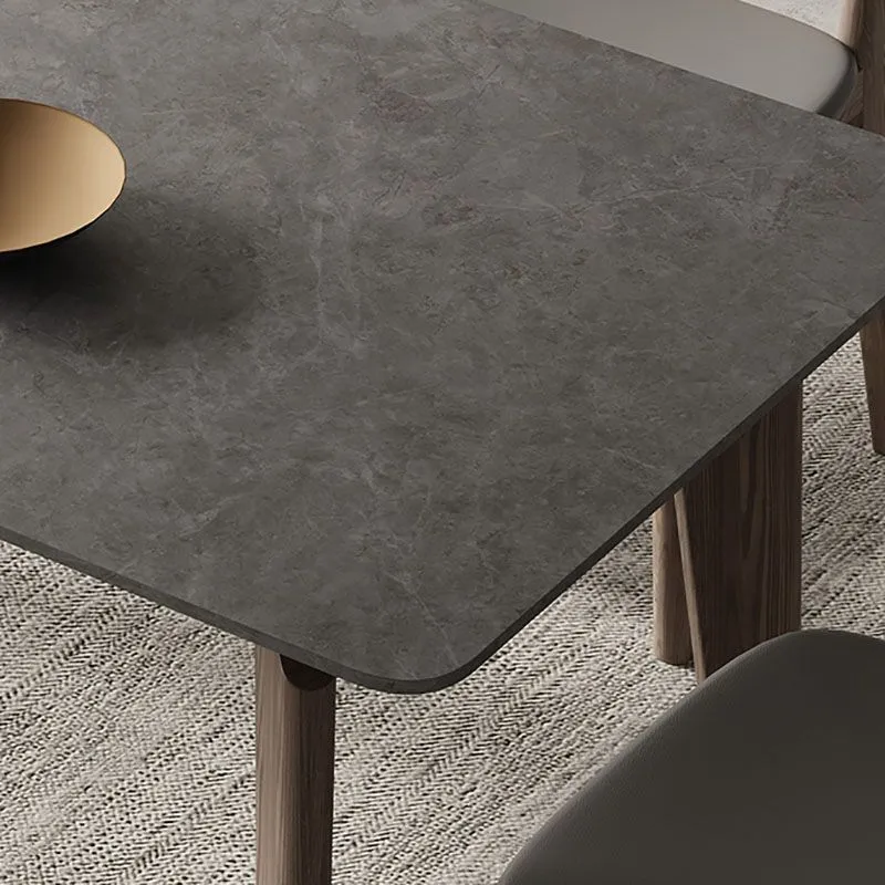 Tavolo da pranzo moderno retrò con piano grigio legno massello 4 gambe Clearhalo
