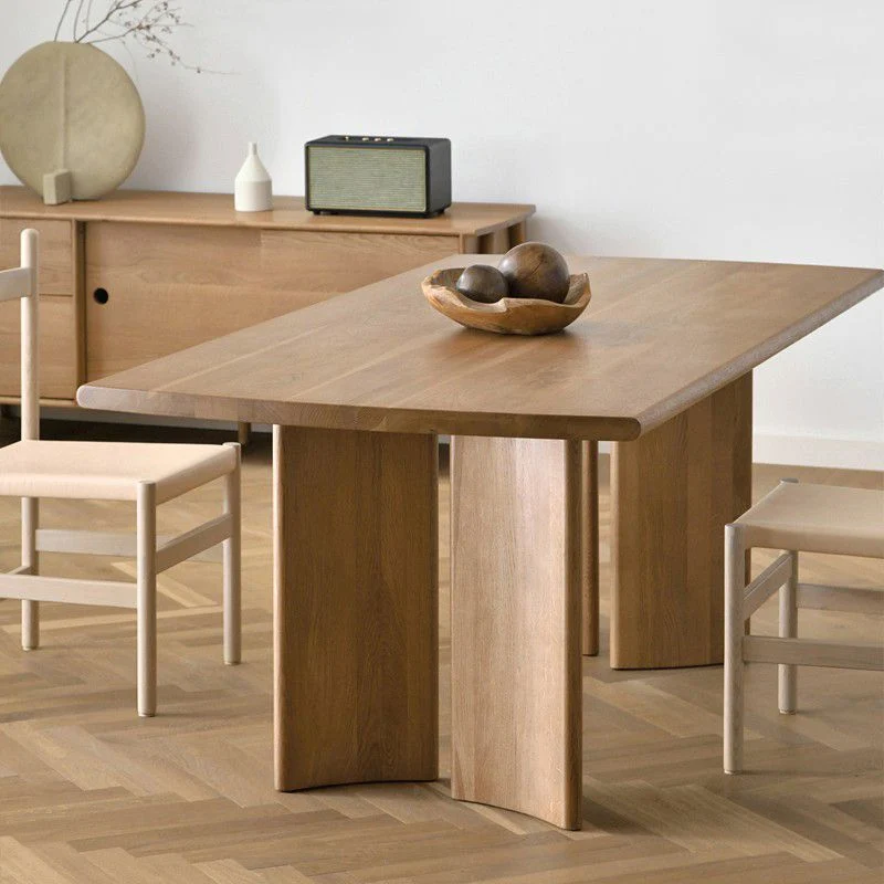 Tavolo da pranzo moderno rettangolare color legno Tavolo fisso legno massello di frassino Clearhalo
