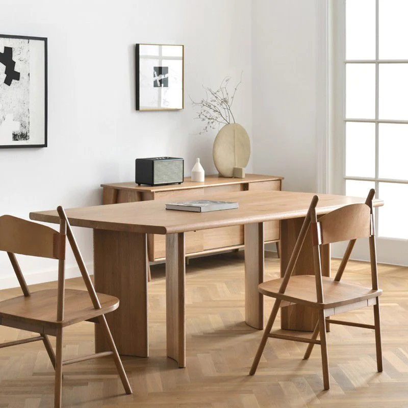 Tavolo da pranzo moderno rettangolare color legno Tavolo fisso legno massello di frassino Clearhalo