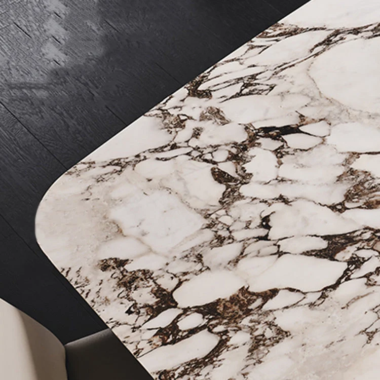 Tavolo da pranzo moderno rettangolare con base metallo con piano pietra grigia per cucina Clearhalo
