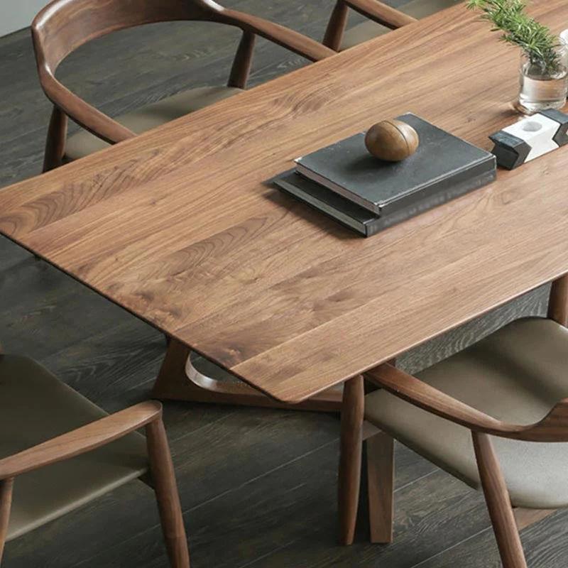 Tavolo da pranzo moderno rettangolare con doppio piedistallo Tavolo fisso legno massello di pino Clearhalo