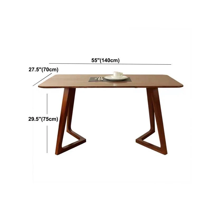 Tavolo da pranzo moderno rettangolare con doppio piedistallo Tavolo fisso legno massello di pino Clearhalo