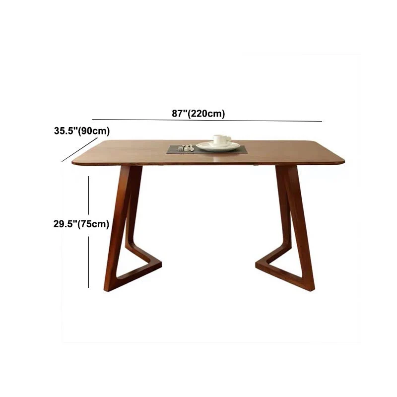 Tavolo da pranzo moderno rettangolare con doppio piedistallo Tavolo fisso legno massello di pino Clearhalo