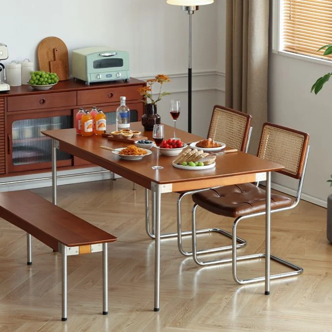 Tavolo da pranzo moderno rettangolare con gamba acciaio inossidabile per soggiorno Clearhalo