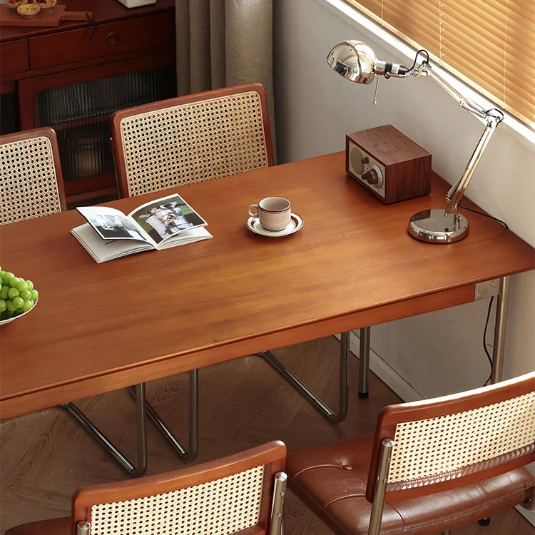 Tavolo da pranzo moderno rettangolare con gamba acciaio inossidabile per soggiorno Clearhalo
