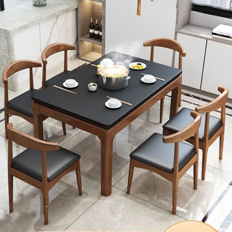 Tavolo da pranzo moderno rettangolare con 4 gambe, tavolo da pranzo da cucina Clearhalo