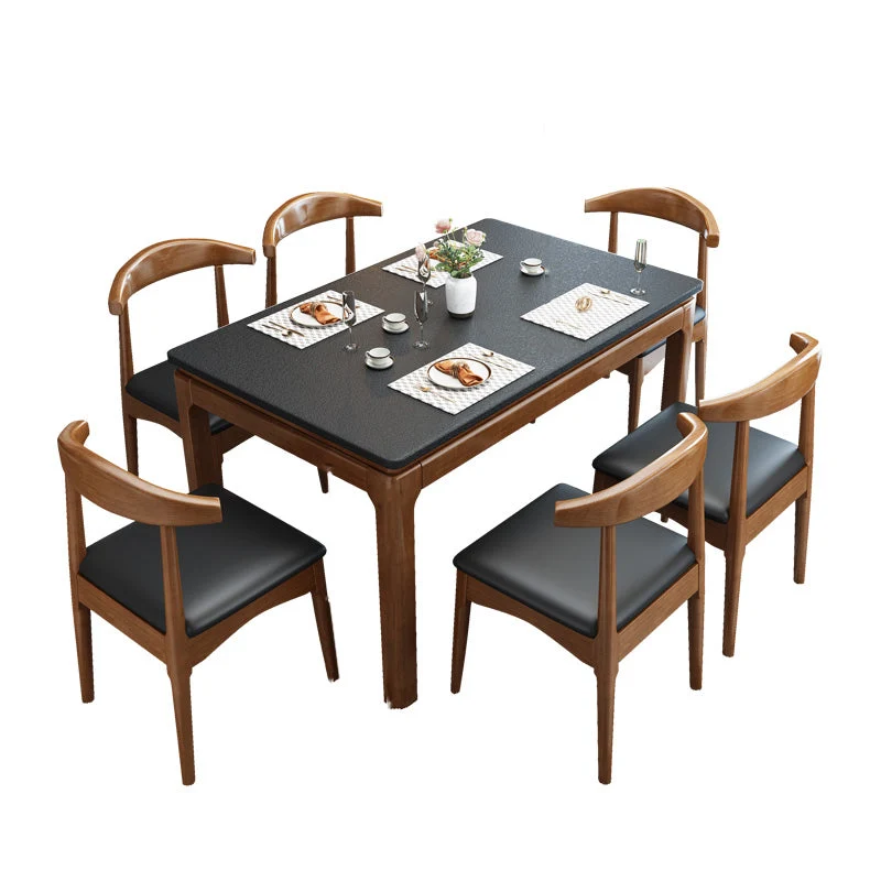Tavolo da pranzo moderno rettangolare con 4 gambe, tavolo da pranzo da cucina Clearhalo