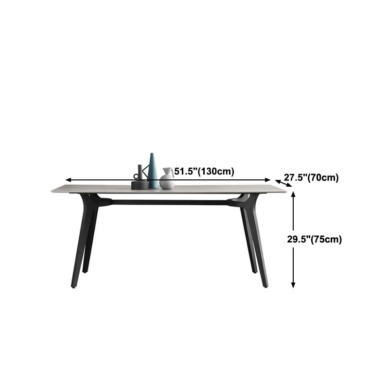 Tavolo da pranzo moderno rettangolare con piano pietra grigia con 4 gambe Clearhalo