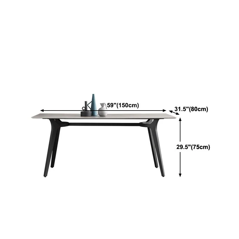 Tavolo da pranzo moderno rettangolare con piano pietra grigia con 4 gambe Clearhalo