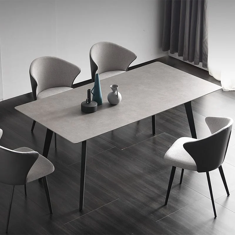 Tavolo da pranzo moderno rettangolare con piano pietra grigia con 4 gambe Clearhalo