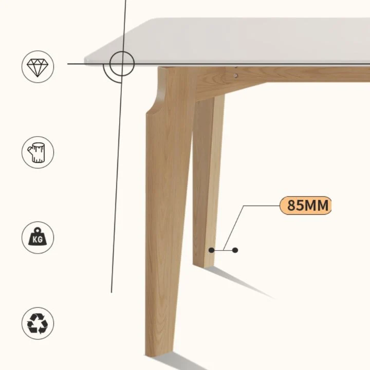 Tavolo da pranzo moderno rettangolare con piano pietra bianca per soggiorno Clearhalo