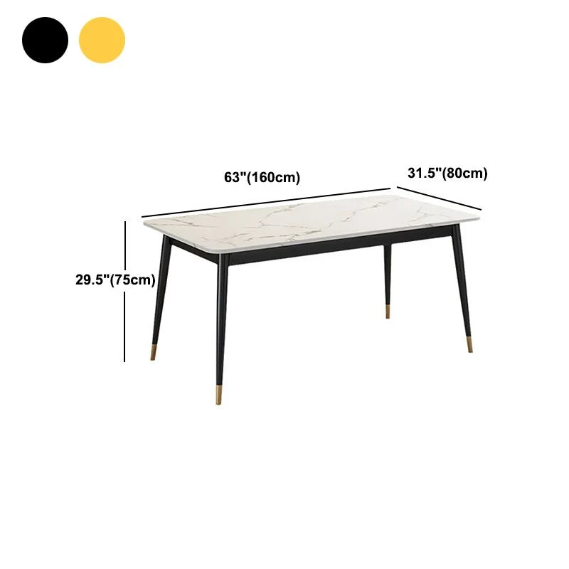 Tavolo da pranzo moderno rettangolare con piano pietra sinterizzata con 4 gambe ferro Clearhalo